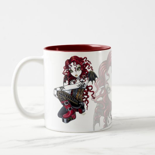 "Terri" gotische Rosen-Tätowierungs-feenhafte Zweifarbige Tasse (Links)