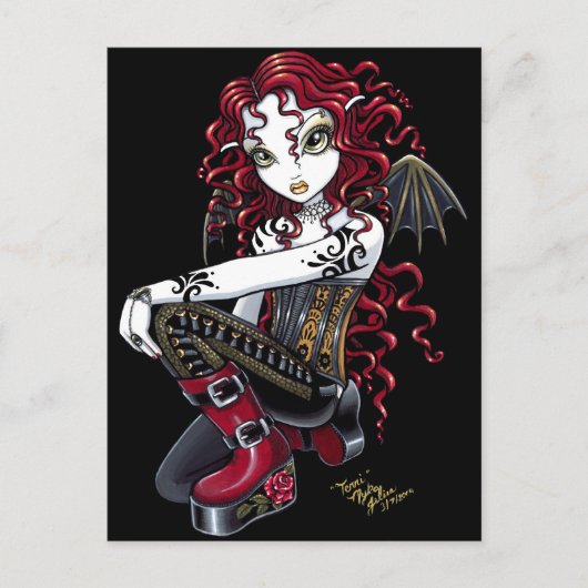 Terri Red Tattooed Fee Postcard Postkarte (Vorderseite)
