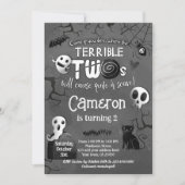 Terrible Two Black & White Spooktacular Halloween Einladung (Vorderseite)