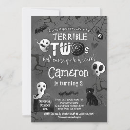 Terrible Two Black & White Spooktacular Halloween Einladung