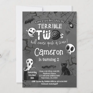 Terrible Two Black & White Spooktacular Halloween Einladung