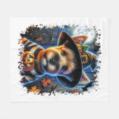 Terrier Dog Halloween Square Fleecedecke (Vorderseite (Horizontal))
