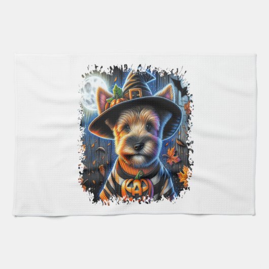 Terrier Dog Halloween Square Geschirrtuch (Horizontal)