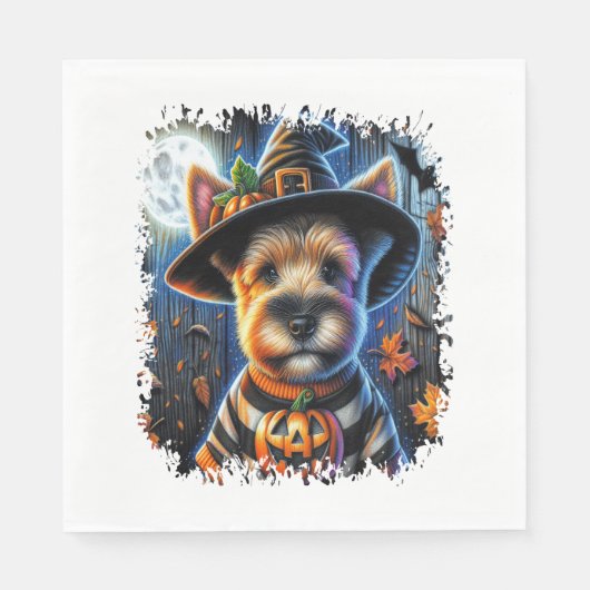 Terrier Dog Halloween Square Serviette (Vorderseite)