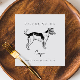 Terrier Dog Sketch Drinks auf Me Pet Wedding Serviette