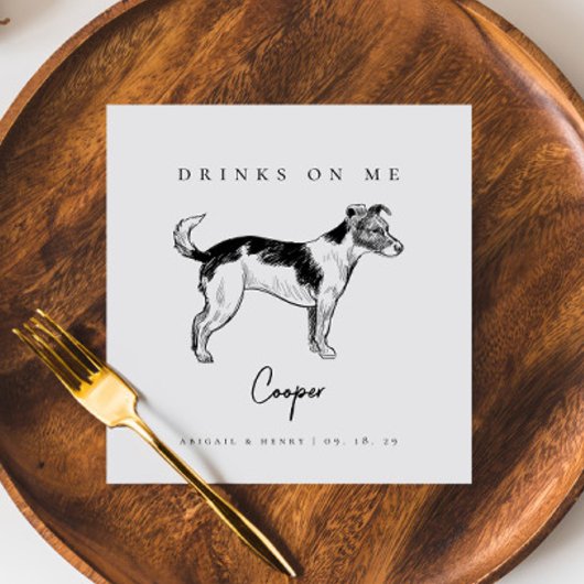 Terrier Dog Sketch Drinks auf Me Pet Wedding Serviette