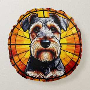 Terrier-Hund-Kunstwerke Rundes Kissen