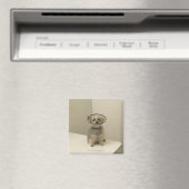 Terrier Hund mit Schutzkragen Magnet (In Situ (Geschirrspüler))