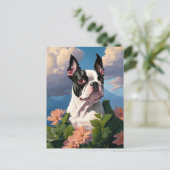 terrier in flowers postkarte (Stehend Vorderseite)