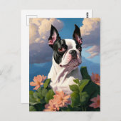 terrier in flowers postkarte (Vorne/Hinten)