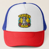 Terrier Mama Floral Truckerkappe (Vorderseite)