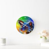 Terrier Mix Hund Abstrakte Tierart Runde Wanduhr (Zuhause)