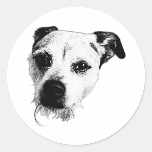 Terrier Mix Nah-Up Monochrome Aufkleber (Vorderseite)