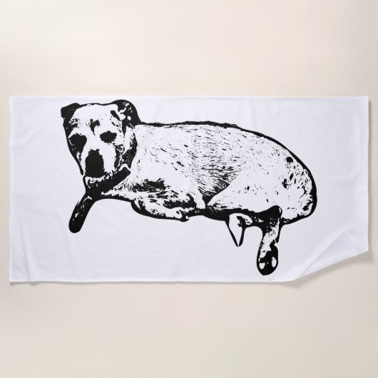 Terrier Mix Resten Ink Art Beach Handtuch (Vorderseite)