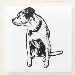 Terrier Mix Sitting Ink Art Untersetzer