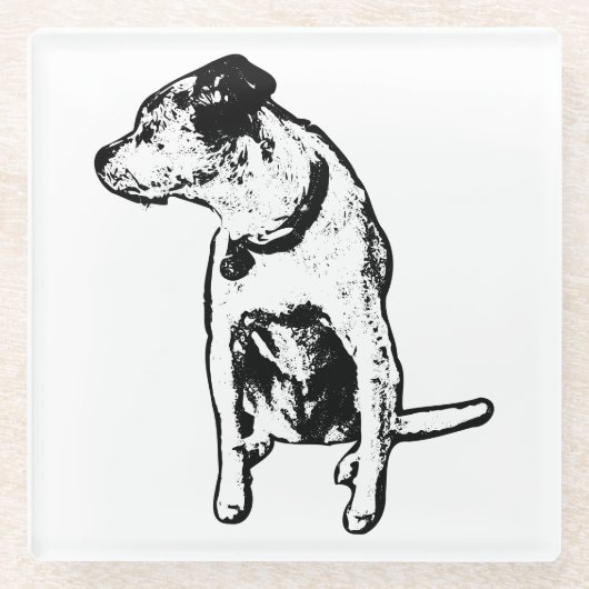 Terrier Mix Sitting Ink Art Untersetzer (Vorderseite)