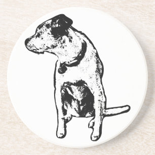 Terrier Mix Sitting Ink Art Untersetzer