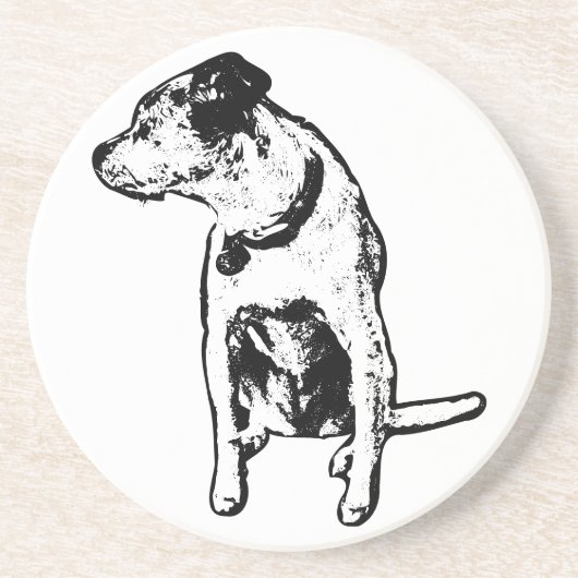 Terrier Mix Sitting Ink Art Untersetzer (Vorne)