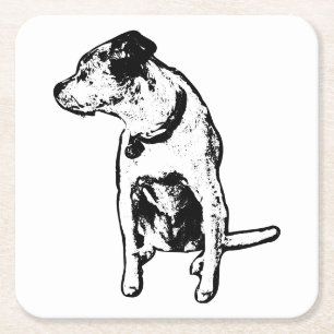 Terrier Mix Sitting Ink Art Untersetzer