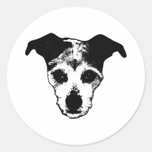 Terrier Mix sucht Portraitaufkleber Runder Aufkleber