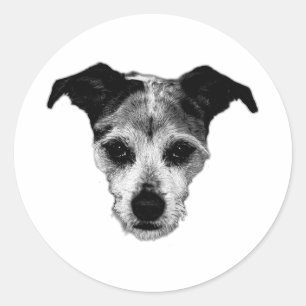 Terrier Mix sucht Portraitaufkleber Runder Aufkleber