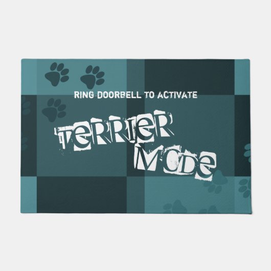 Terrier Mode Funny Dog Pawprints Dunkelgrau Fußmatte (Vorderseite)