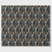 Terrier pinkelt um eine alte Tür Geschenkpapier (Flach)