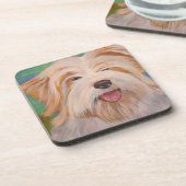 Terrier Portrait Niedlich Hunde Kunst Getränkeuntersetzer (Linke Seite)