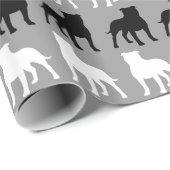 Terrier-Silhouette-Muster Staffordshires Stier Geschenkpapier (Rolleneckpunkt)