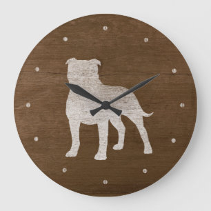 Terrier-Silhouette Staffordshires Stier Große Wanduhr