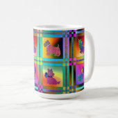 Terrier-Silhouetten in einem Karton-Muster Kaffeetasse (VorderseiteRechts)