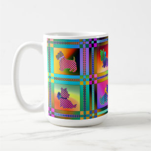 Terrier-Silhouetten in einem Karton-Muster Kaffeetasse