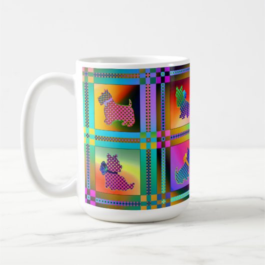 Terrier-Silhouetten in einem Karton-Muster Kaffeetasse (Links)