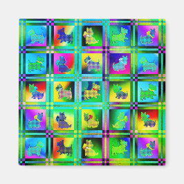 Terrier-Silhouetten in einem Karton-Muster Magnet