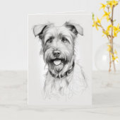 Terrier Sketch zum Geburtstag Karte (Gelbe Blume)
