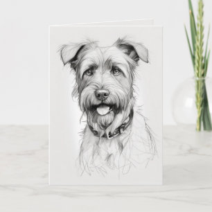 Terrier Sketch zum Nachdenken Karte