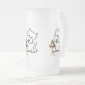 Terrier und Creme Mattglas Bierglas (VorderseiteRechts)