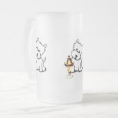 Terrier und Creme Mattglas Bierglas (Vorderseite Links)