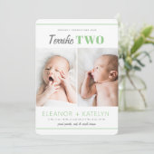 Terrific 2 Twin Birth Ankündigung Grün (Stehend Vorderseite)