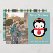 Terrific Penguin Christmas Foto Feiertagskarte (Vorne/Hinten)