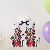 Terrified Vampire Cat Wrapping Paper Geschenkpapier