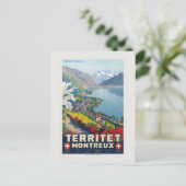 Territet Montreux Vintage Poster 1924 Postkarte (Stehend Vorderseite)