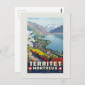 Territet Montreux Vintage Poster 1924 Postkarte (Vorne/Hinten)