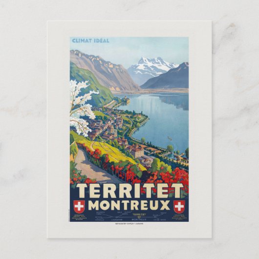Territet Montreux Vintage Poster 1924 Postkarte (Vorderseite)