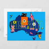 Territorien und Staaten Flaggen Karte Australiens (Vorne/Hinten)