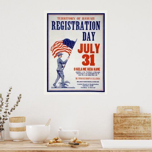 Territory of Hawaii Registration Day 31. Juli Poster (Küche)