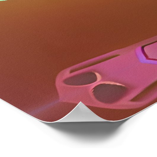 Terror auf der Synthwave-Turntable Surrealist Poster (Ecke)