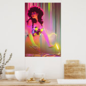 Terror auf der Synthwave-Turntable Surrealist Poster (Küche)