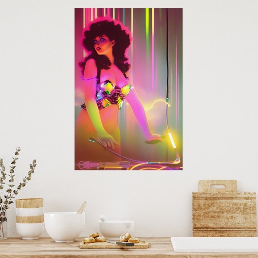 Terror auf der Synthwave-Turntable Surrealist Poster (Küche)