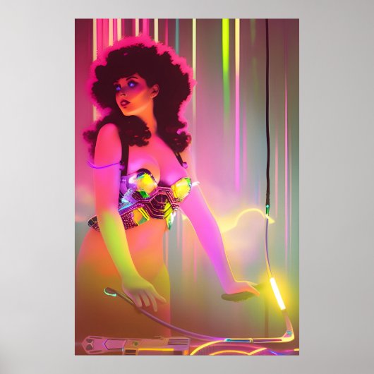 Terror auf der Synthwave-Turntable Surrealist Poster (Vorne)